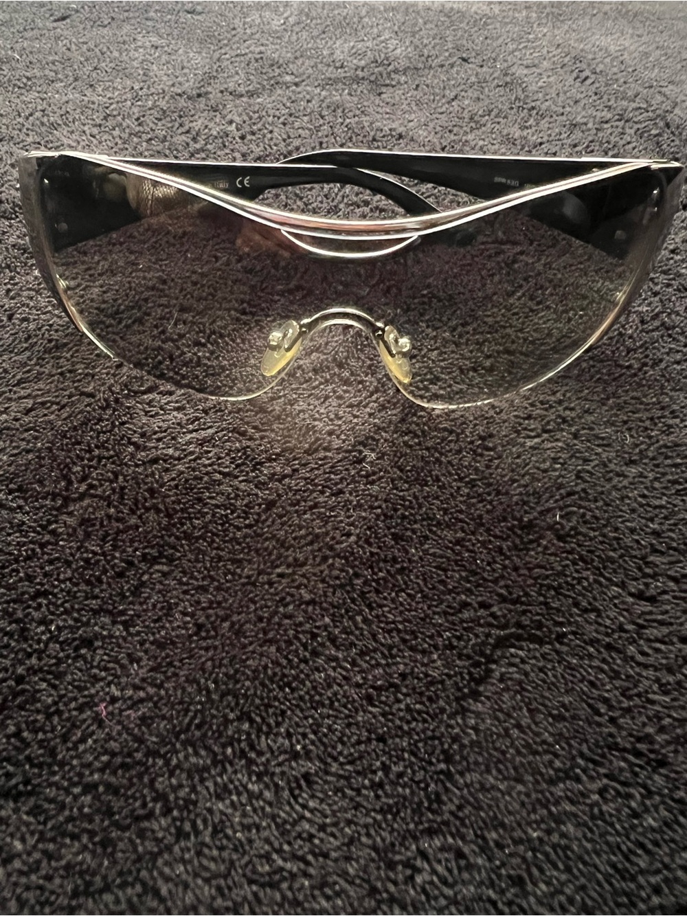 Prada Sniper Clear Shield Sunglasses with Silver Accents